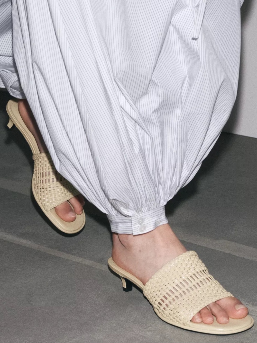 Zara, Braided Upper Mules, sandals, Vanilla yellow, size 9